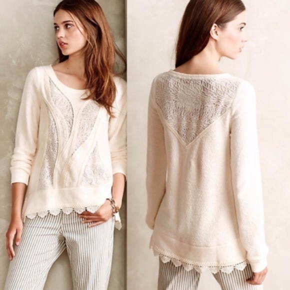 Anthropologie Sweaters - ANTHROPOLOGIE Lace Ways Crochet Pullover Top {G23}